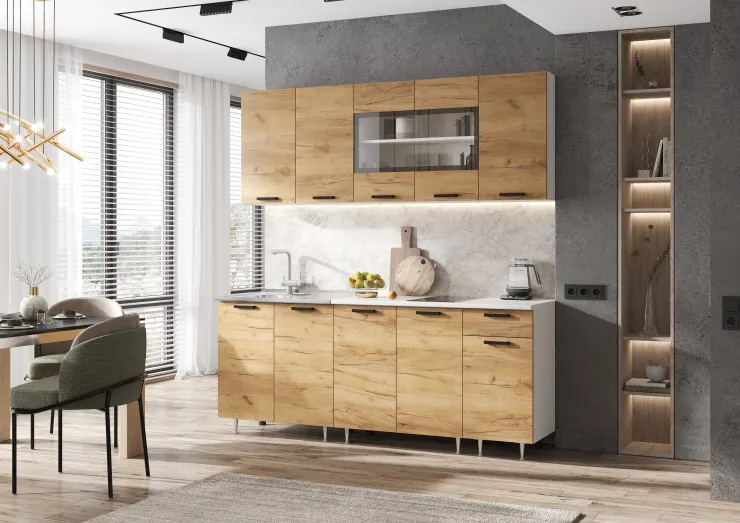 Кухня Рио New 2,0 (490) ЛДСП Дуб крафт, Белый (Антарес)