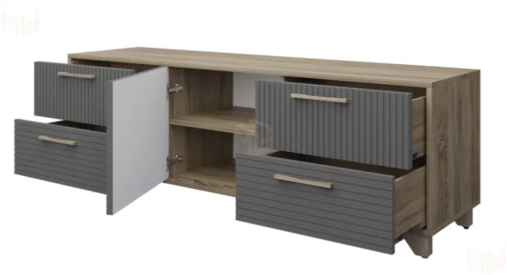 Тумба под ТВ Копенгаген с дверцей (дуб самдал/серый графит)