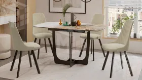 Стол обеденный Орфей Черный муар, Стекло глянцевое оникс