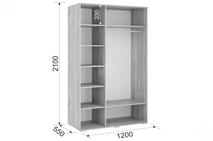 Шкаф трехдверный Лайк  05.02 дуб мария/фуксия