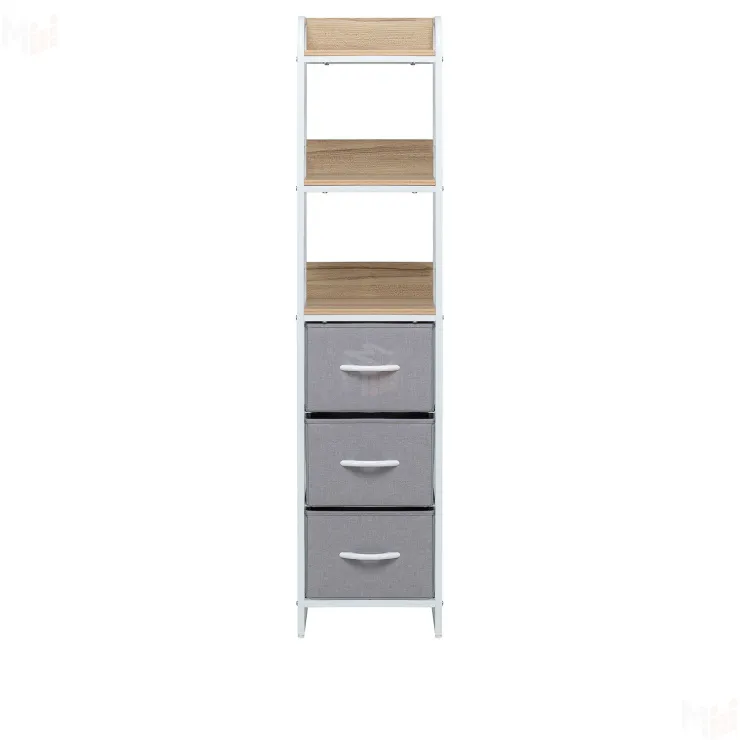 Комод Leset Ноа с полками 3 ящика (Белый/Светло-серый/Клён)