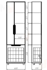 Пенал напольный Optima 60 с корзиной для белья глянец Домино