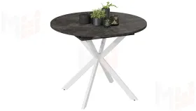 Стол обеденный раздвижной Мэдисон Тип 1 Белый муар, Ателье темный