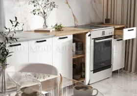 Кухня Рио New 2,0/900 (490) комп №4 (Белый глянец, Дуб крафт (Дуб вотан)