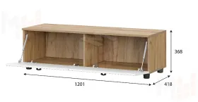 Тумба ТВ Милан со створками Дуб Золотой/Белый матовый