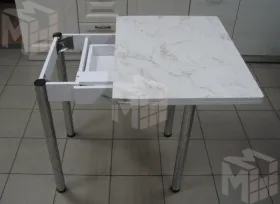 Стол Ломберный поворотно-раскладной с ящиком 780х580 (сабия) ножки хром