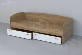 Кровать 016 Эго Дуб Крафт Золотой/Белый Глянец