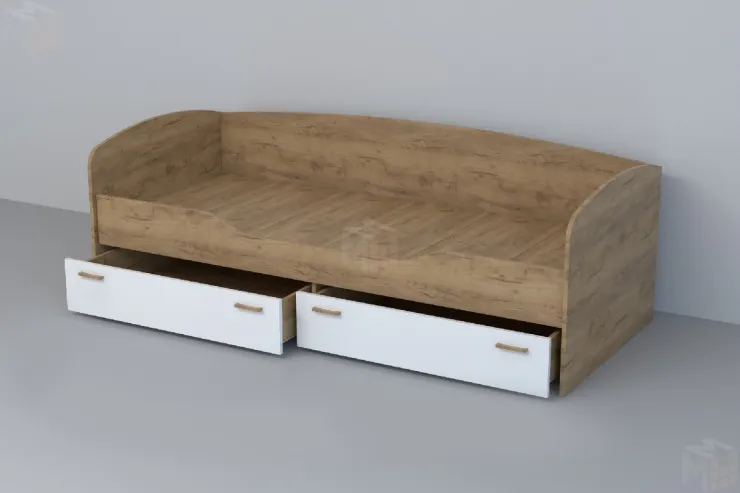 Кровать 016 Эго Дуб Крафт Золотой/Белый Глянец