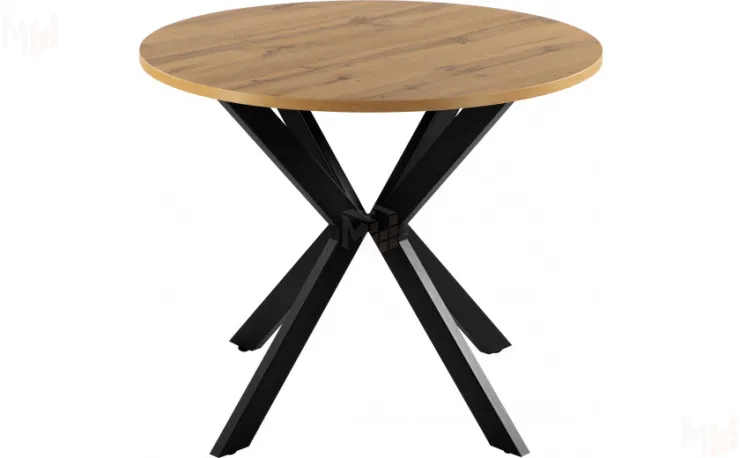 Стол Вега Лофт D90 Дуб Вотан/Черный