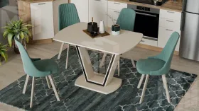 Стол обеденный Дели Тип 2 Бежевый софт, Стекло матовое бежевое