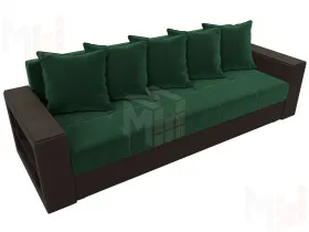 Диван прямой Дубай Лайт полки слева ( Зеленый\Коричневый )