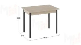 Стол Родос Тип 1 с опорой d40 Черный муар, Дуб Сонома