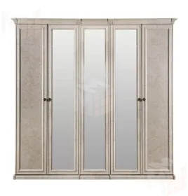 Шкаф Афина 5-дверный (2+1+2) с зеркалом крем корень