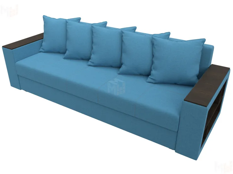 Диван прямой Дубай Лайт полки справа ( Голубой )