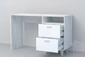 Стол Письменный СТ-3 на ножках Эго Бетон Светлый/Белый Глянец