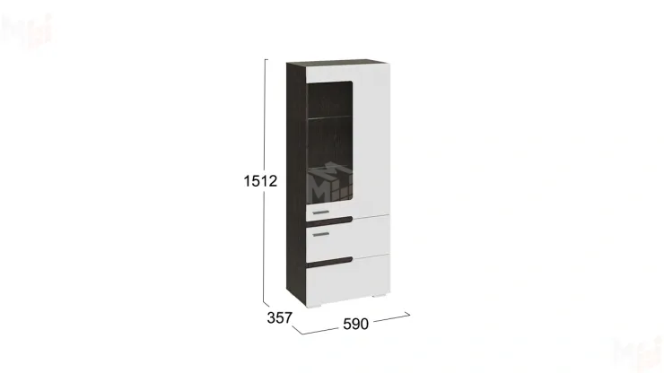 Шкаф для посуды Фьюжн - ТД-260.07.27 Белый глянец, Венге Линум