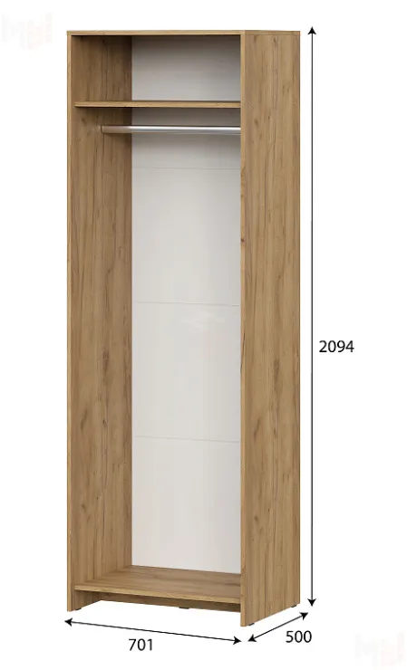 Шкаф двухстворчатый МСП 1  Дуб Золотой / Камень Тёмный