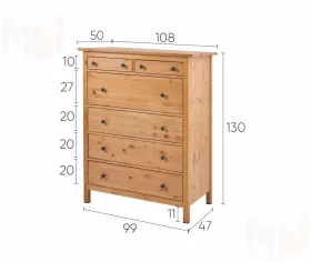 Комод КЫМОР 6 ящиков светло-коричневый