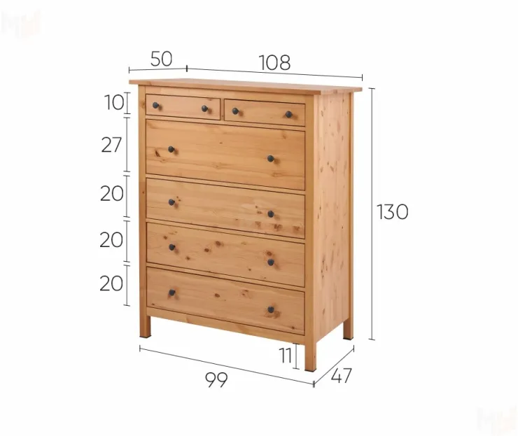 Комод КЫМОР 6 ящиков светло-коричневый