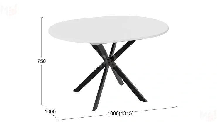 Стол обеденный раздвижной Мэдисон Тип 1 Черный муар, Белый