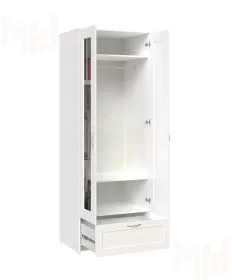 Шкаф Сириус 2 двери 1 ящик с зеркалами, белый (высота 220 см)
