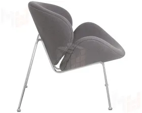 Кресло дизайнерское DOBRIN EMILY (серая ткань AF7, хромированная сталь)