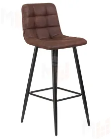 Стул барный DOBRIN NICOLE (черные матовые ножки, коричневая микрофибра (PK-03))