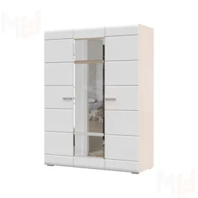 Шкаф 3х ств Симба дуб белфорд - белый глянец