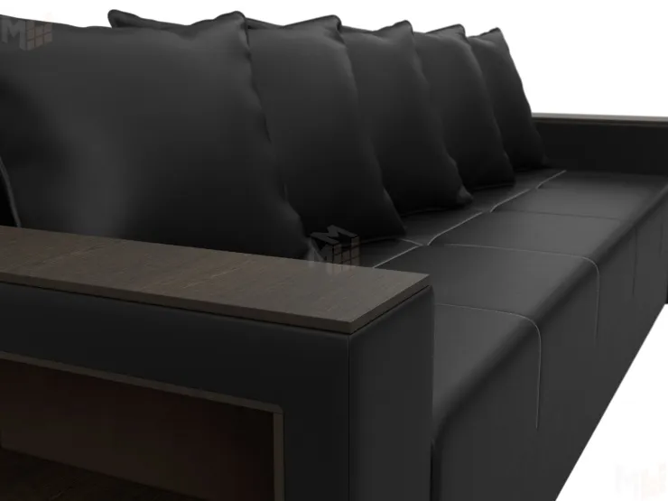 Диван прямой Дубай Лайт полки слева ( Черный )