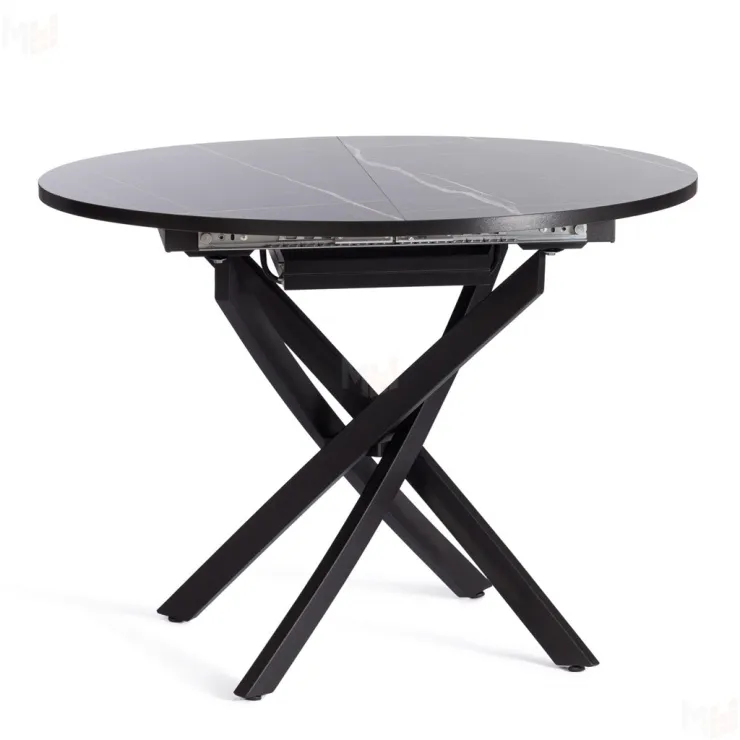 Стол MANZANA раздвижной Мрамор чёрный/чёрный