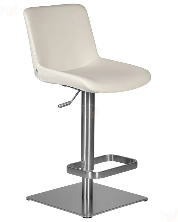 Стул барный DOBRIN ALDO (белый PU P23, основание из нержавеющей стали)