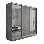 Шкаф-купе Оптим 3-х дверный  1 секция (ЛДСП, 2 Зеркала) 210 см. 1 штанга, 11 полок, 4 ящика