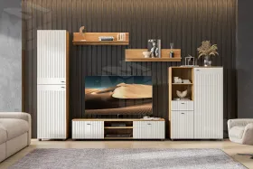 Тумба многофункциональная Милан Дуб Золотой/Белый Матовый