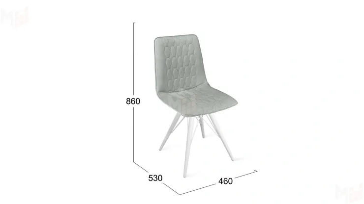 Стул Хьюго К3 Белый матовый, Велюр Confetti Silver