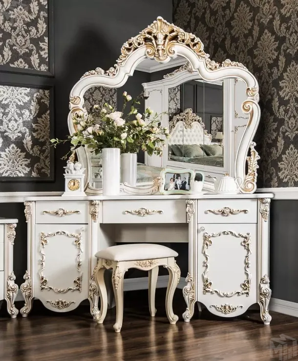 Туалетный столик Флоренция белый перламутр глянец