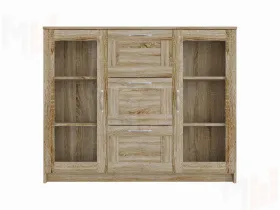 Тумба Сириус 2 двери со стеклом и 3 ящика 117*95 белый