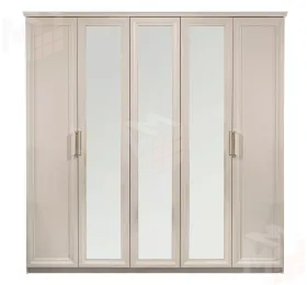 Шкаф Мокко 5-дверный с зеркалом бежевый