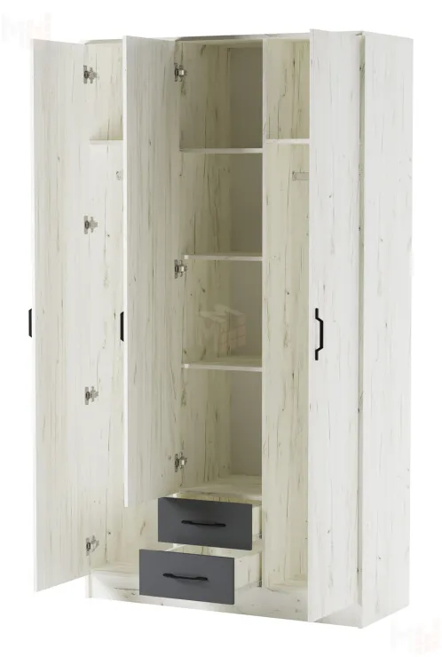 Шкаф Трио Беатрис Крафт белый-Антрацит