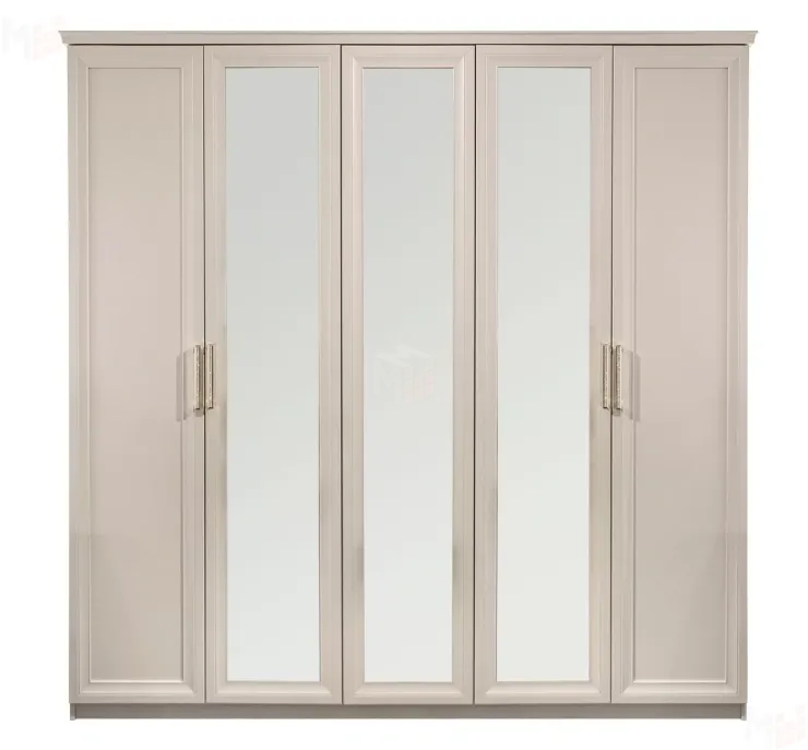 Шкаф Мокко 5-дверный с зеркалом бежевый