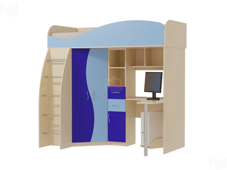 Кровать чердак Омега 9 МДФ