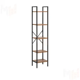 Стеллаж Leset Стилвуд 15 узкий, 5 полок (Чёрный/Орех лион светлый)