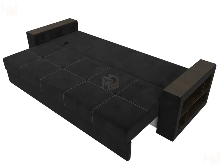 Диван прямой Дубай Лайт полки справа ( Черный )