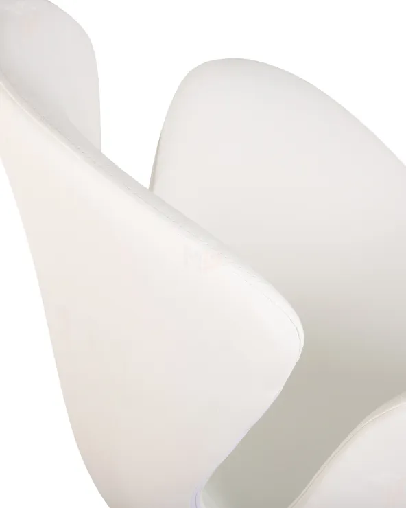 Кресло дизайнерское DOBRIN SWAN (белый кожзам P23, алюминиевое основание)