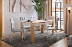 Стол обеденный раздвижной Гермес 2 дуб крафт золотой/белое дерево