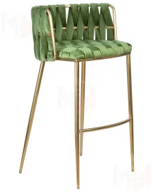 Стул барный DOBRIN EMMA GOLD (зеленый велюр (VF-08))