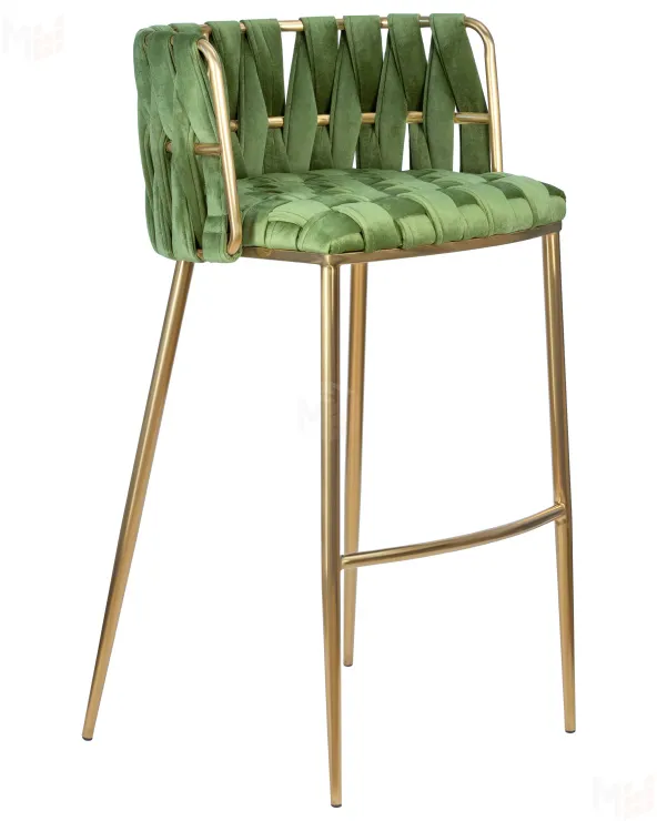 Стул барный DOBRIN EMMA GOLD (зеленый велюр (VF-08))