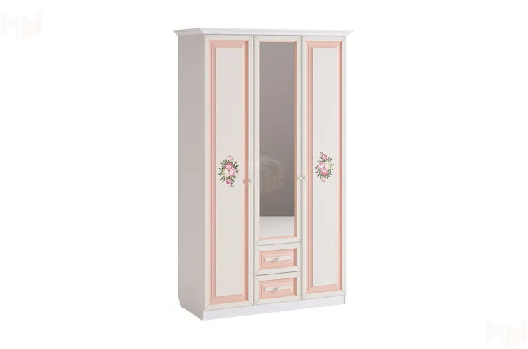 Шкаф трехстворчатый с ящиками и зеркалом Алиса