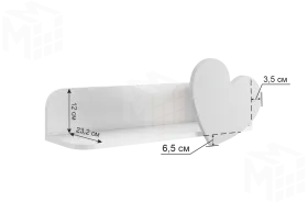 Полка навесная Сердечко белое дерево/пудра розовая