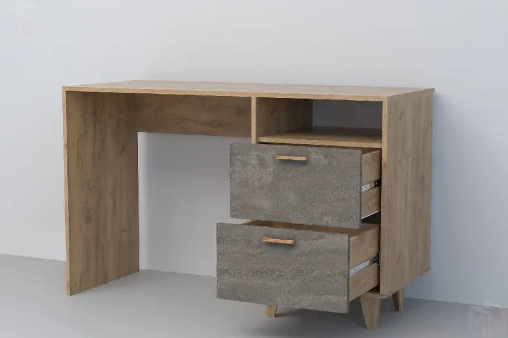 Стол Письменный СТ-3 на ножках Эго Дуб Крафт Золотой/Камень Темный