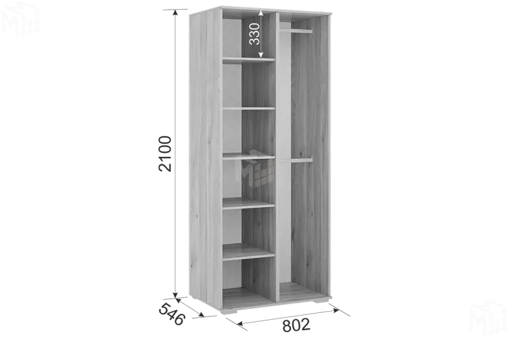 Шкаф двухдверный Лайк  03.01 дуб мария/галька